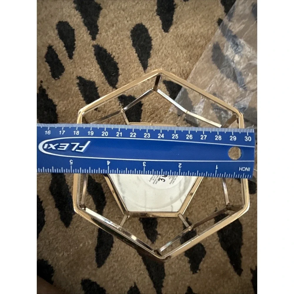 BATH & BODY WORKS GOLDEN DECAGON MARBLE LG 3 WICK‎ CANDLE HOLDER SLEEVE 4318